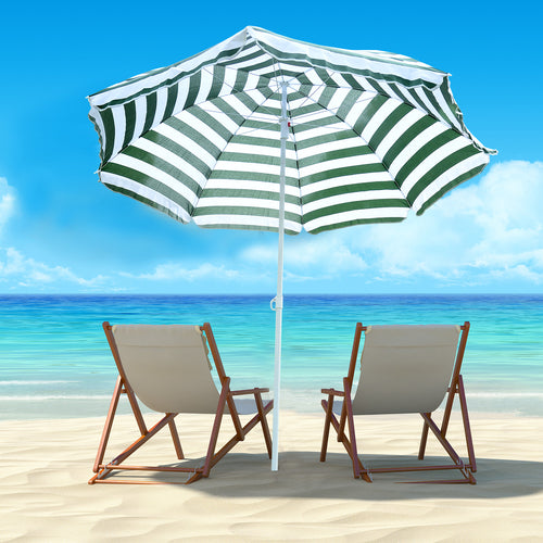 Outsunny 6ft Round Beach Umbrella Outdoor UV Protection Sun Shaded