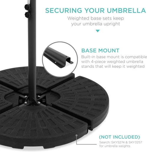 10Ft Solar LED Offset Hanging Market Patio Umbrella for Backyard,