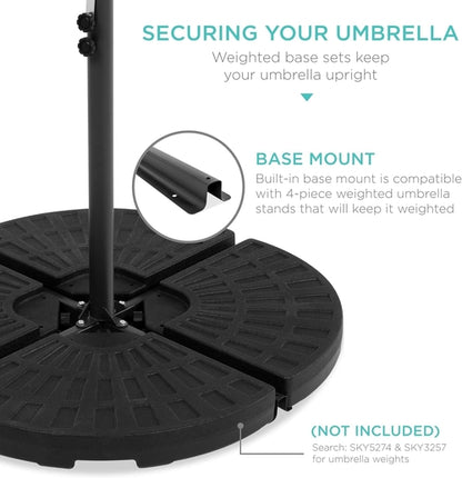 10Ft Solar LED Offset Hanging Market Patio Umbrella for Backyard,