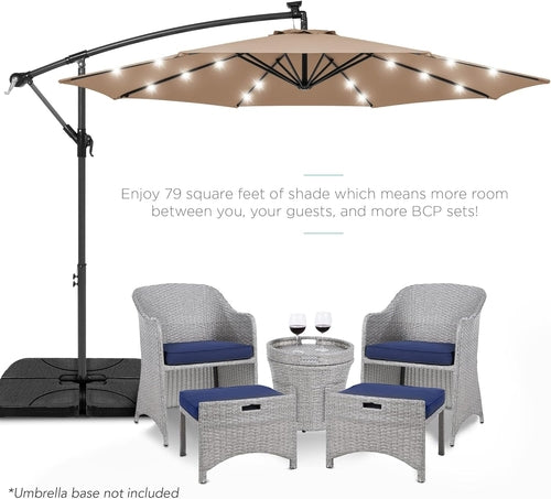 10Ft Solar LED Offset Hanging Market Patio Umbrella for Backyard,