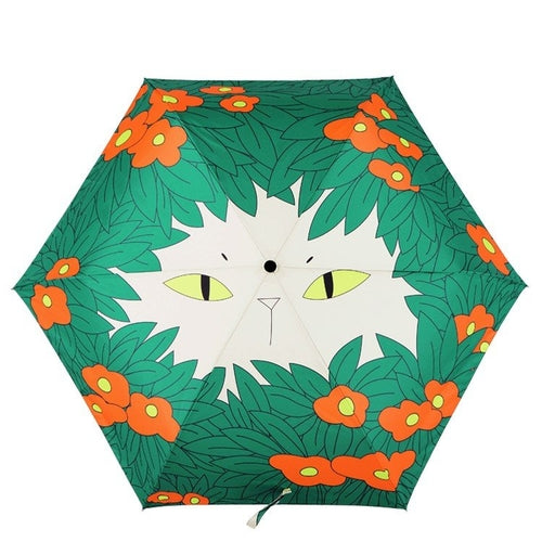 Flowers Cat Sunny Umbrella