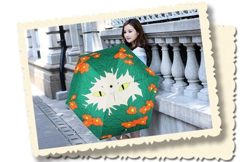 Flowers Cat Sunny Umbrella